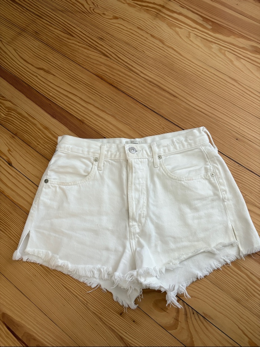 Citizen of Humanity White Frayed Denim Shorts